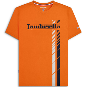 Lambretta Mens Fade Racing Stripe Short Sleeve T-Shirt - S / Burnt Orange