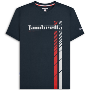 Lambretta Mens Fade Racing Stripe Short Sleeve T-Shirt - L / Navy