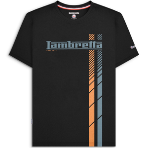 Lambretta Mens Fade Racing Stripe Short Sleeve T-Shirt - L / Black