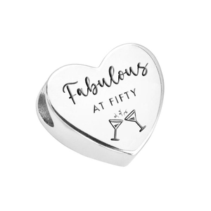 Signature Silver Fabulous at Fifty Heart Charm