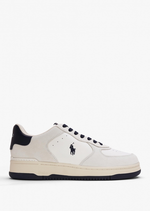 Men’s Master Court White & Navy Leather Trainers
