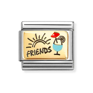 Classic Gold Friends with Cocktails Charm
