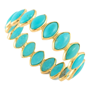 Stackable Turquoise 18k Yellow Gold Eternity Band Ring Size 7 ( All Sizes Available )