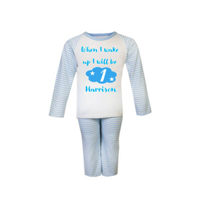 Personalised Blue Stripe Birthday Pyjamas (1-2yrs)