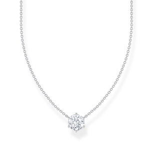 Silver Solitaire CZ Necklace