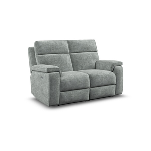 Selby 2 Seater Power Recliner Sofa in Plush Silver Fabric