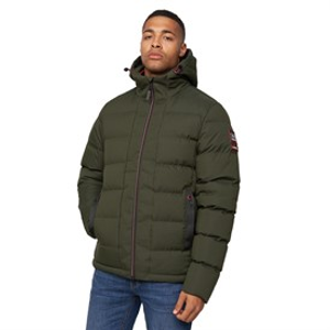 Crosshatch Mens Kampnew Embossed Placket Jacket Dark Olive