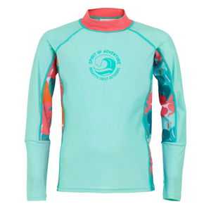 Regatta Kids Hoku II Long Sleeve UV Protect Rash Vest - 7 - 8 Yrs / Aruba Blue Peach Bloom
