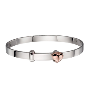 Silver & Rose Gold Plated Fleur Heart Baby Bangle