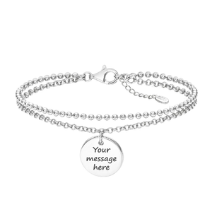 Signature Silver Double Chain Disc Bracelet