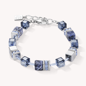 Precious Stones GEOCUBE Bracelet Blue Tones with Sodalite & Hematite