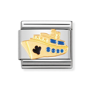 Classic Gold & Enamel Ship Charm