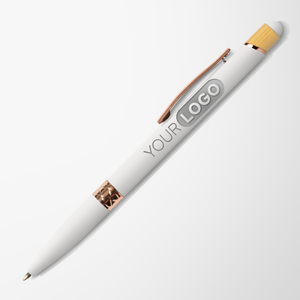 Engraved Recycled Soft Touch Portia Pen with Rose Gold Trim
