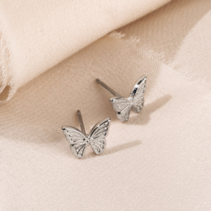 Tempest Meadow Silver Beautiful Butterfly Stud Earrings
