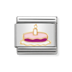 Classic Gold Pink Birthday Cake Charm