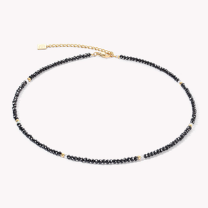 Elegance Crystals Necklace Gold Plated Black