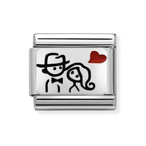 Classic Silver Couple in Love Charm