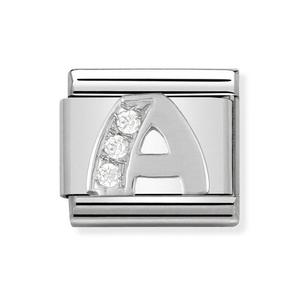 Classic Silver & CZ Letter A Charm