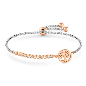 Milleluci Rose Gold Plated Stainless Steel CZ Tree of Life Bracelet