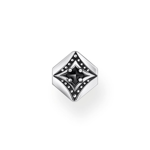 Rebel Silver Black CZ Single Stud Earring