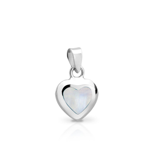 Signature Silver White Mother of Pearl Heart Pendant