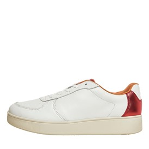 FitFlop Womens Rally Panel Trainers Urban White/Metallic Red