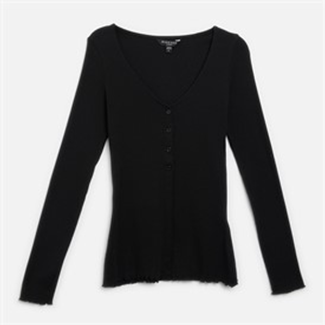 Brave Soul Womens Frill Hem Top Black