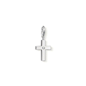 Classic Silver and White Zirconia Cross Charm