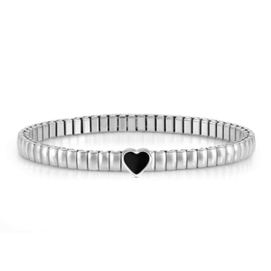 Extension Stainless Steel Black Agate Heart Stretch Bracelet