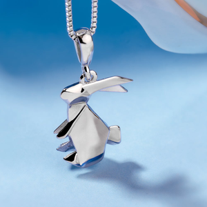 Silver Origami Bunny Necklace