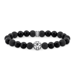 Rebel Silver Bead Onyx Bracelet