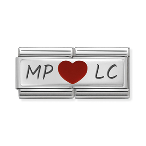Classic Silver Red Enamel Heart Double Charm