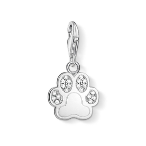 Classic Sterling Silver Pave Paw Print Charm