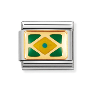 Classic Gold & Enamel Brazil Flag Charm