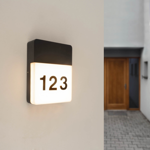 LED Outdoor Wall Light - House Number Light - 10.5W - Black - Waterproof - Numbers and letters included