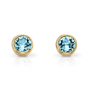 Signature Gold Plated Silver March Birthstone Crystal Stud Earrings