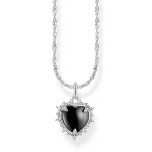 Silver Black Zirconia Vintage Heart Necklace