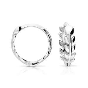 Signature Silver Leaf Huggie Hoop Earrings