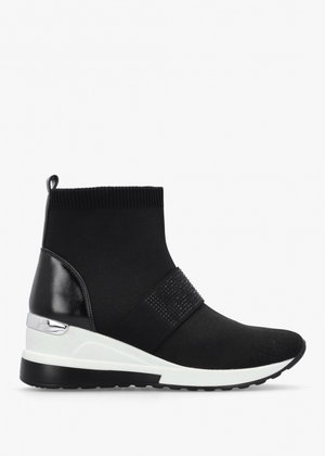Crystal Black Wedge Sock High Top Trainers