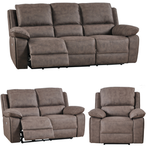 Maple Brown Suede Electric Recliner 3+2+1 Sofa Set