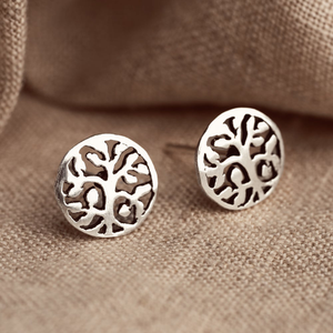 Tempest Wald Silver Round Tree Of Life Stud Earrings