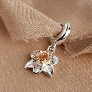 Tempest Silver Daffodil March Birth Flower Pendant Charm