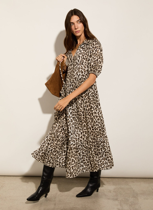 Lavinia Printed Midi Dress - UK 14 | EU 40 | US 10 / Taupe Leopard