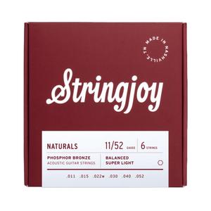 Stringjoy Naturals Phosphor Bronze Acoustic Guitar Strings - Super Light Gauge (.011 - .052)