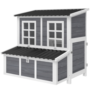 PawHut Wooden Chicken Coop with Nesting Box, Slide-Out Tray, Perches, for 2-4 Chickens, 100 x 86 x 100cm