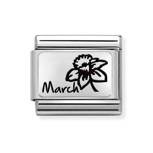 Classic Silver March Daffodil Flower Charm