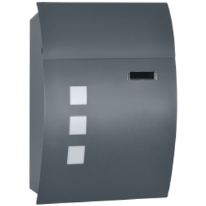 HOMCOM Wall Mounted Letter Box, Weatherproof Post Box for Outside Wall, Modern Mailbox with 2 Keys and Nameplate, Anthracite Grey