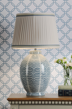 Laura Ashley Stannard Table Lamp Blue Ceramic With Grey Shade