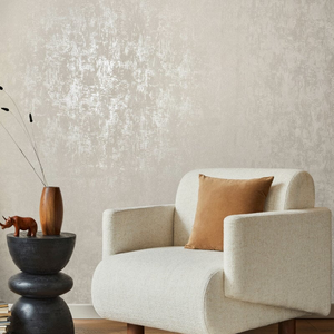 Galerie Distressed Structure Plain Beige Metallic Wallpaper - 58012