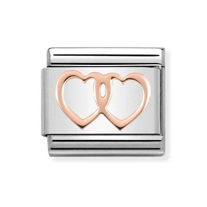 Classic Rose Gold Double Hearts Charm